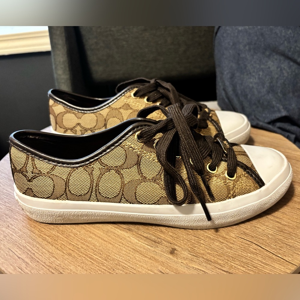Coach brown and White Patterned Sneakers